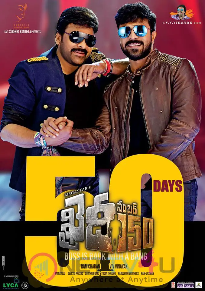 Chiranjeevi And Ram Charan Released 50 Days Of Khaidi Movie Photos Telugu Gallery